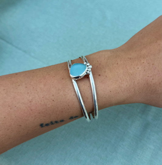 Double Band Sea Glass Cuff