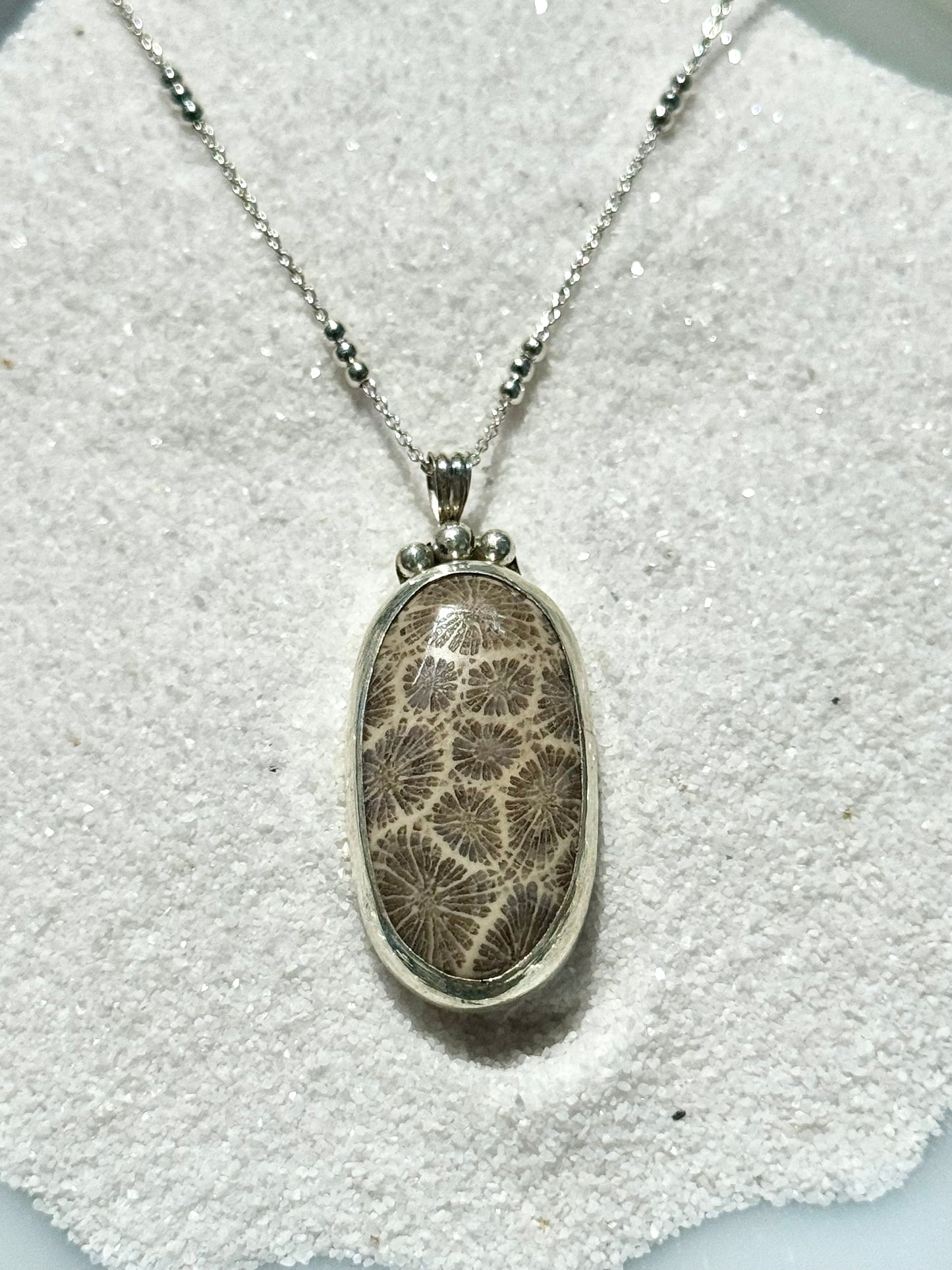 Oval Fossilized Coral Necklace