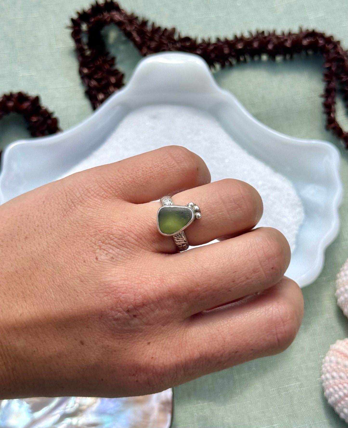 Green Seaglass Ring