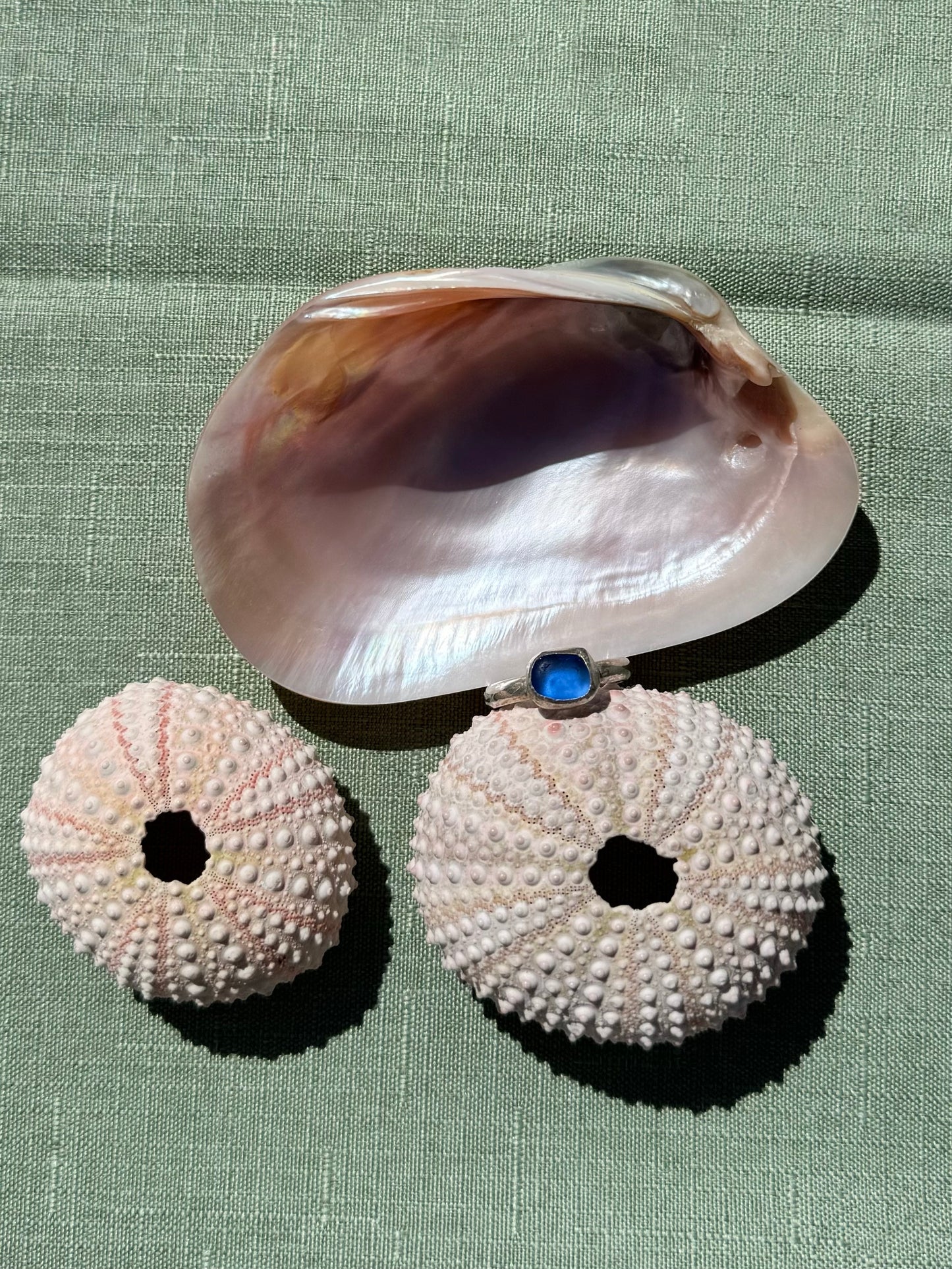 Dark Blue Seaglass Ring