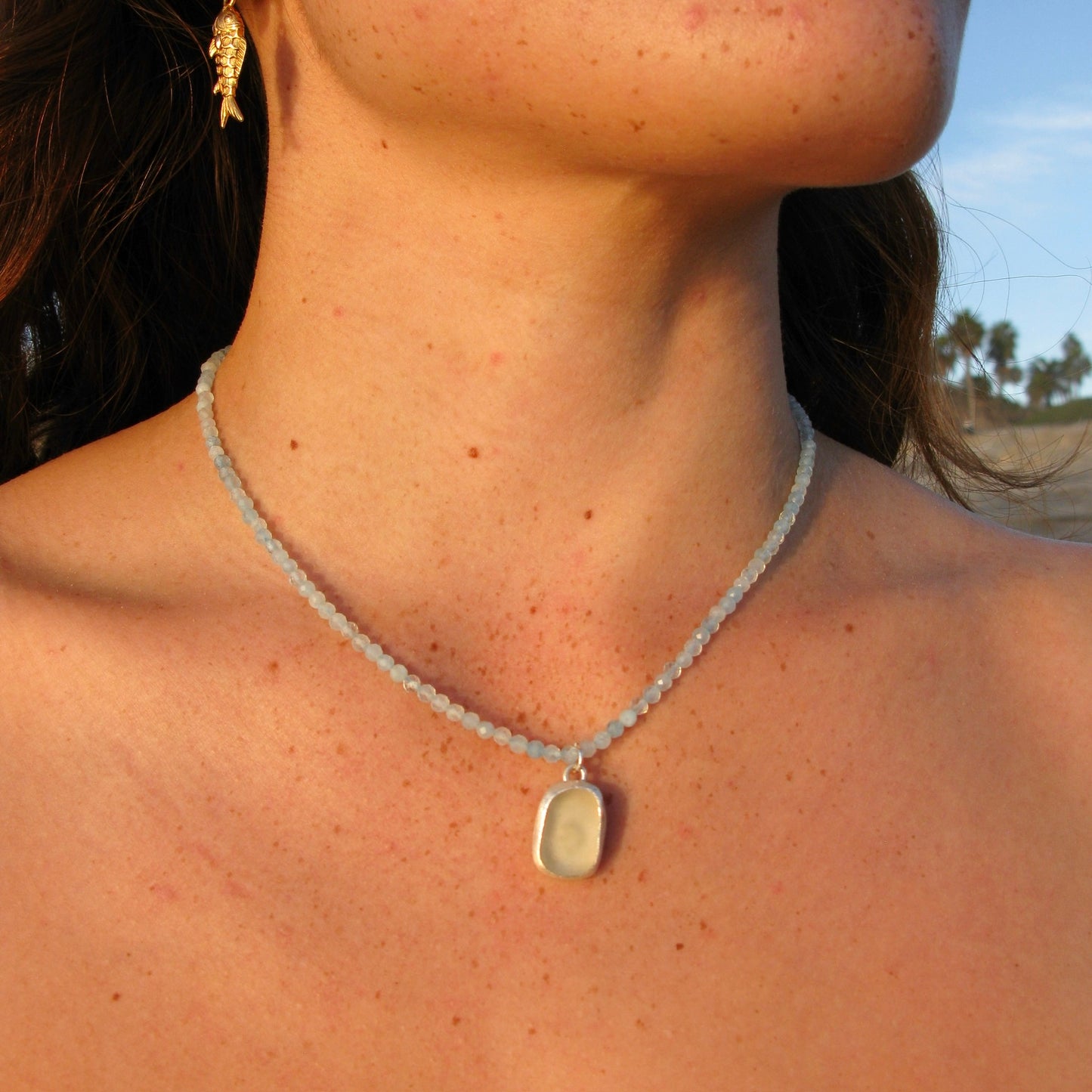 Aquamarine Seaglass Necklace