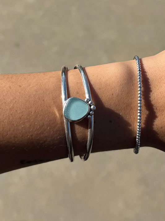 Double Band Sea Glass Cuff