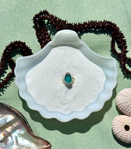 Deep Blue Seaglass Ring