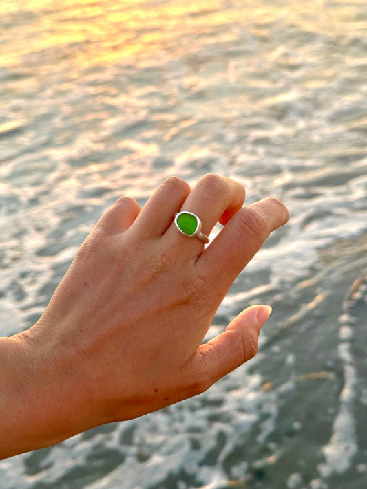 Green Seaglass Ring