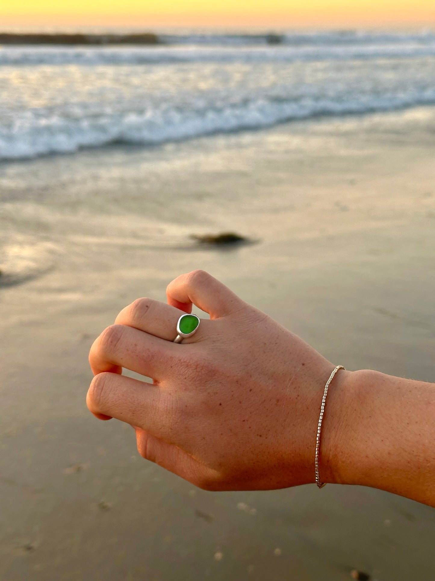 Green Seaglass Ring