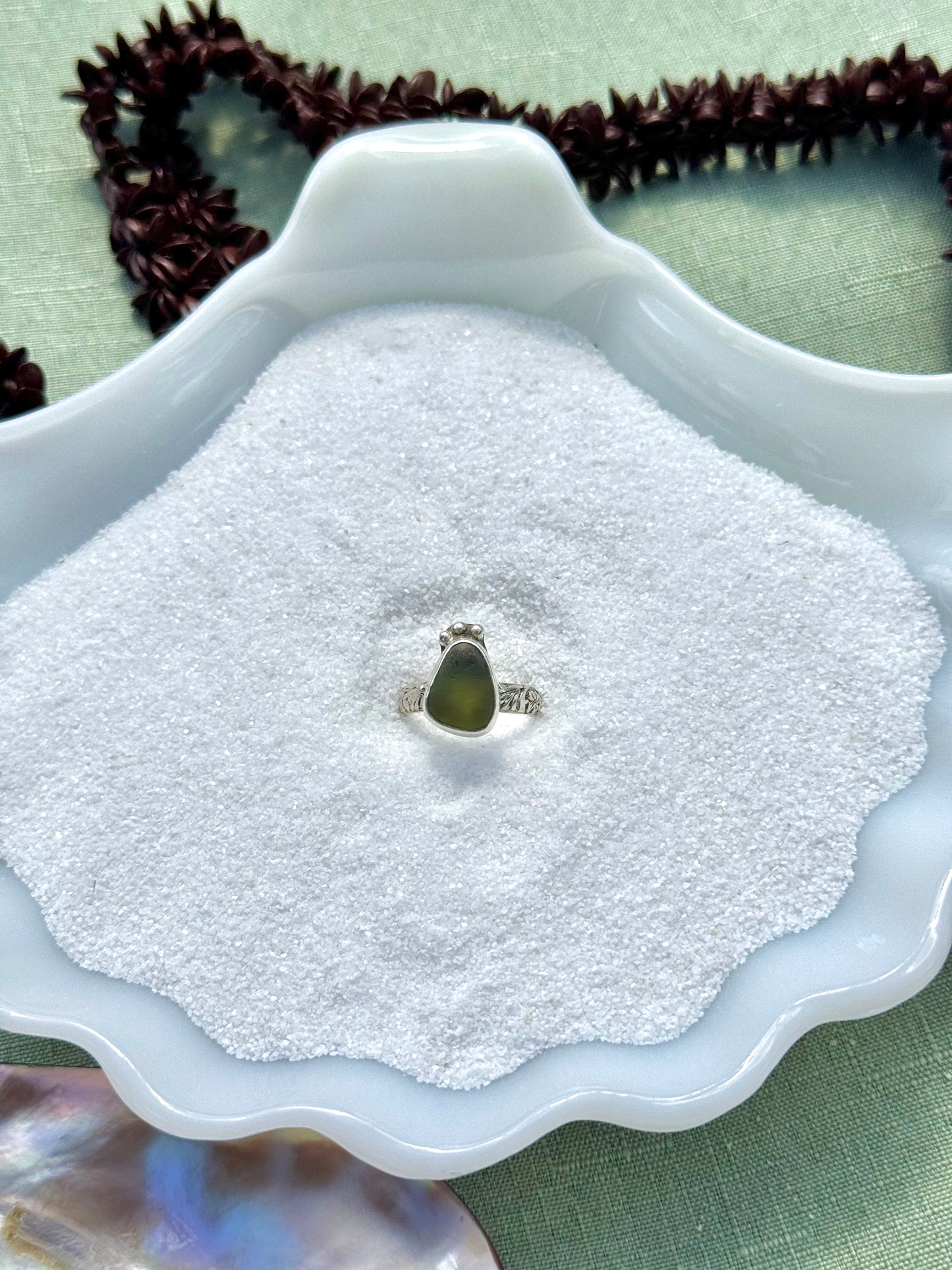 Green Seaglass Ring