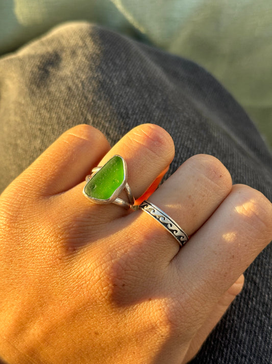 Double Band Seaglass Ring