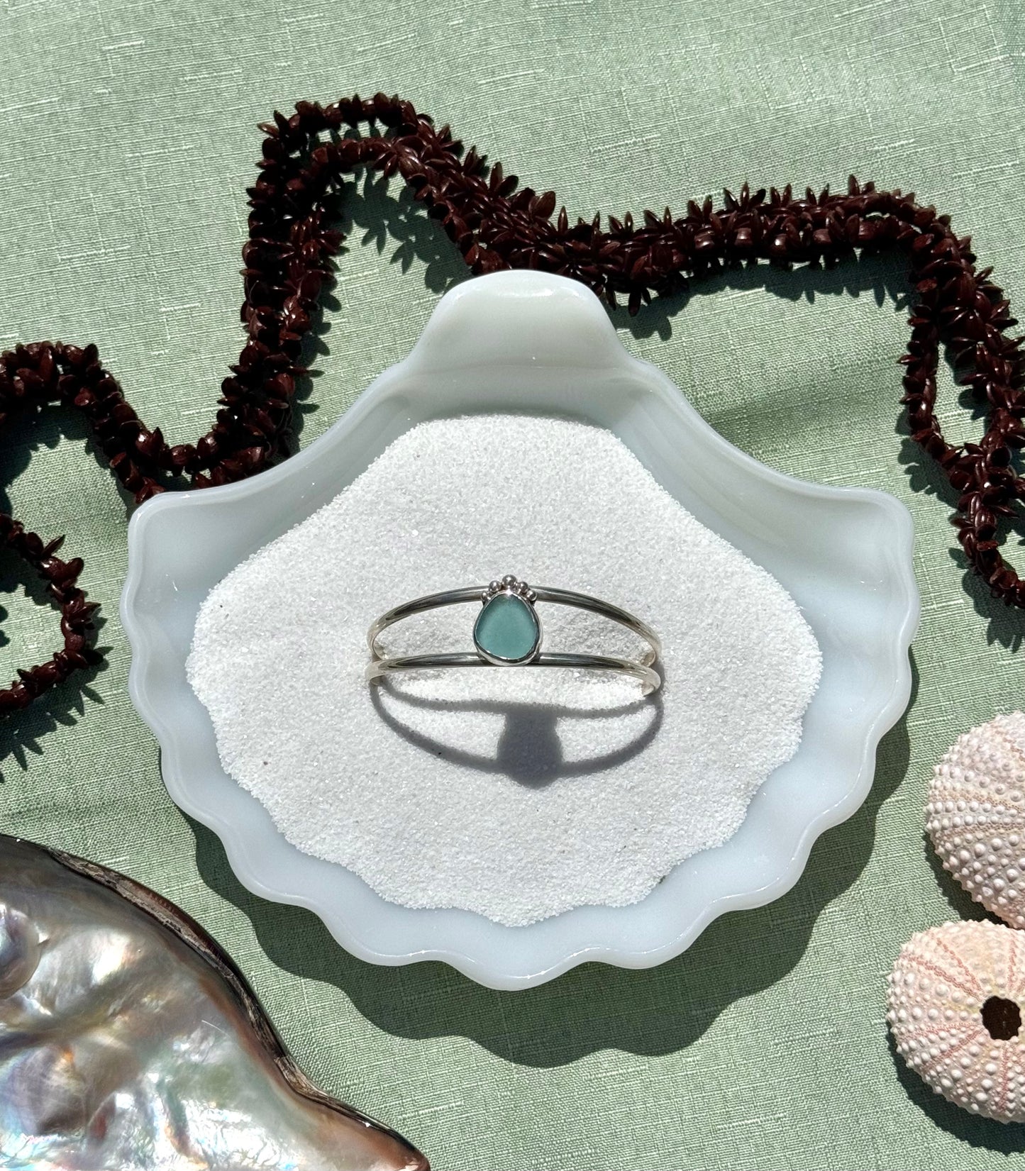 Double Band Sea Glass Cuff