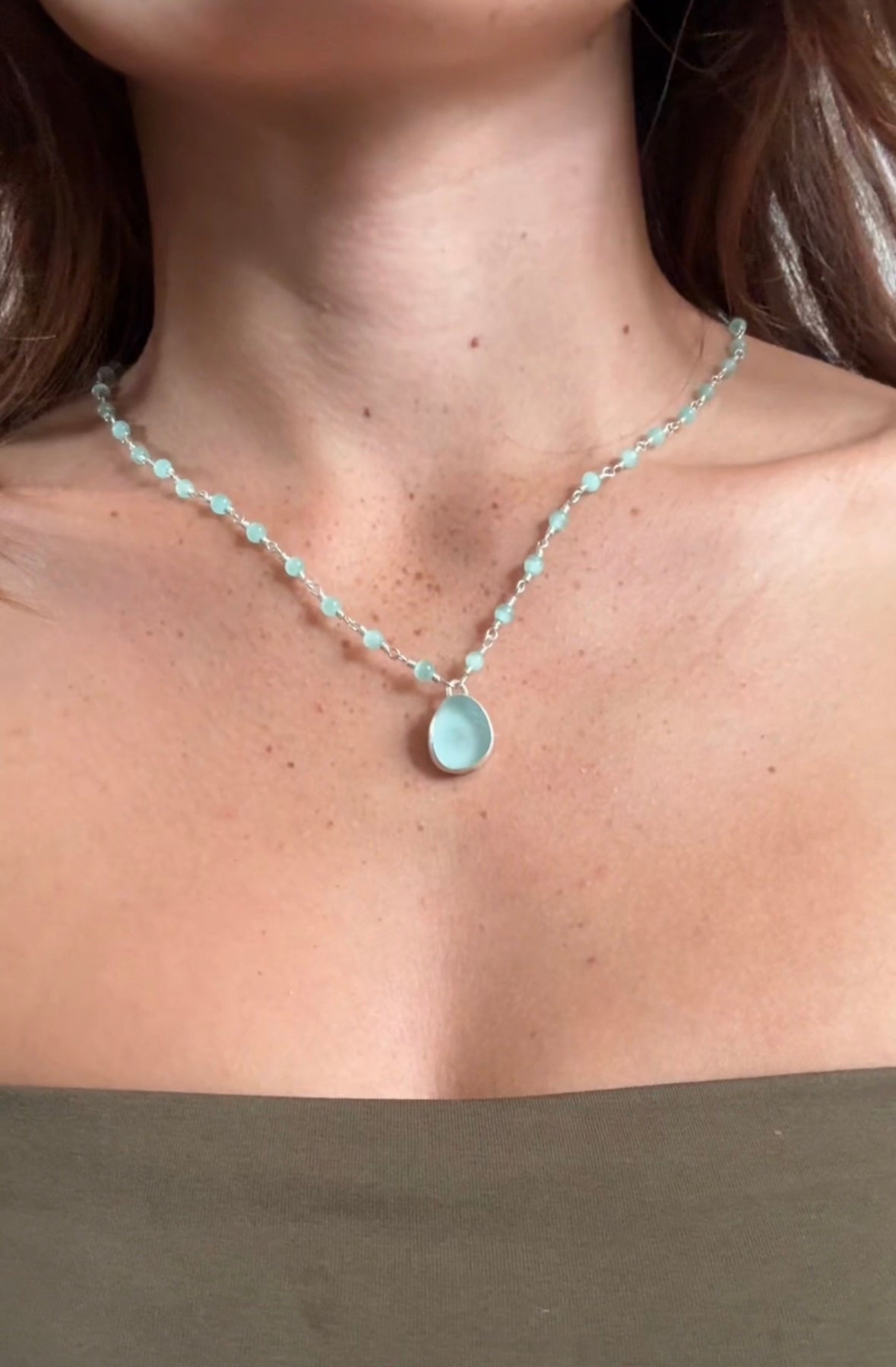 Aqua Seaglass Necklace