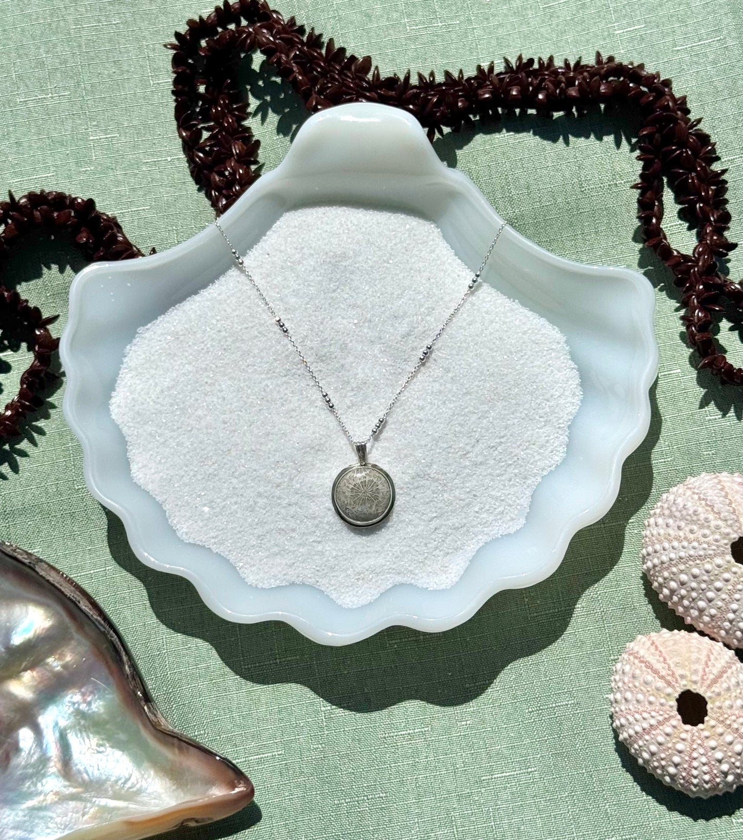 Circular Fossilized Coral Necklace