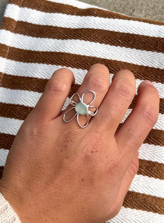 flower seaglass ring
